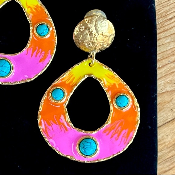 🌺🎉HP🎉🌺 NWT Sylvia Toledano Thalita Turquoise Hoop Earrings - Picture 6 of 15